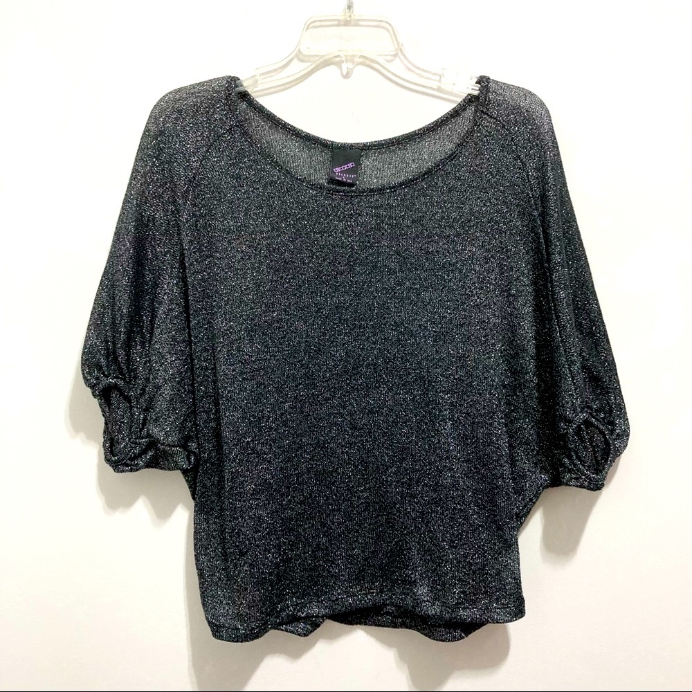 Decoded Fancy Going Out Lurex Knit Mesh Short Sleeve Sweater